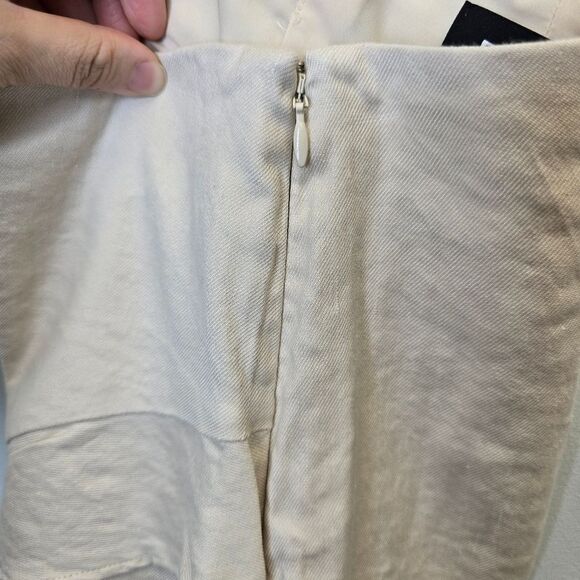 Express Women's 00 Solid Beige Faux Wrap Ruffle Skirt Skort Linen Blend - Picture 12 of 14